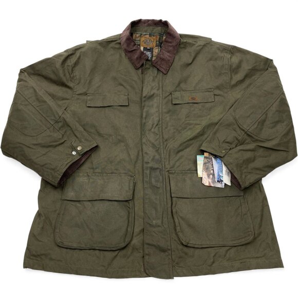 Dickies Green Waxed Cotton Flannel Lined Winter Waterproof Jacket Men's 3XL NEW - Picture 1 of 11